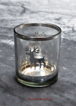 Hexenshop Dark Phönix Vintage Glasteelicht Hirsch Silberfarben